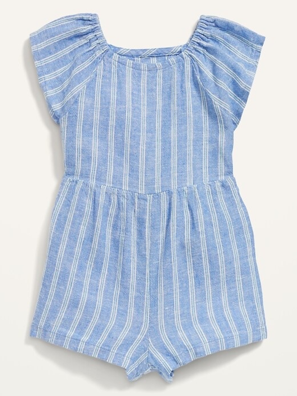 Old Navy Light Blue & White Striped Toddler Romper with buttons